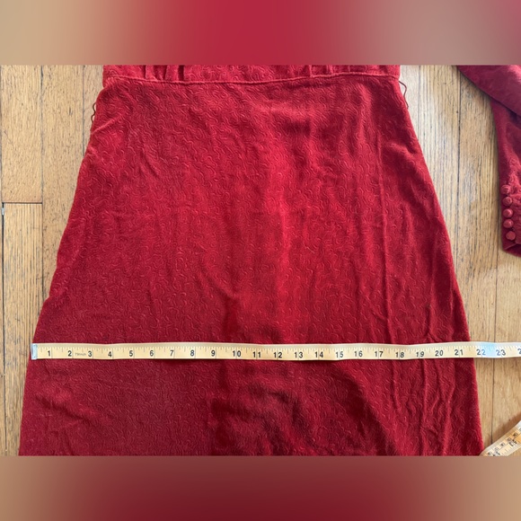 30s Vintage Orange  Velvet Long Sleeve Dress - Picture 12 of 12
